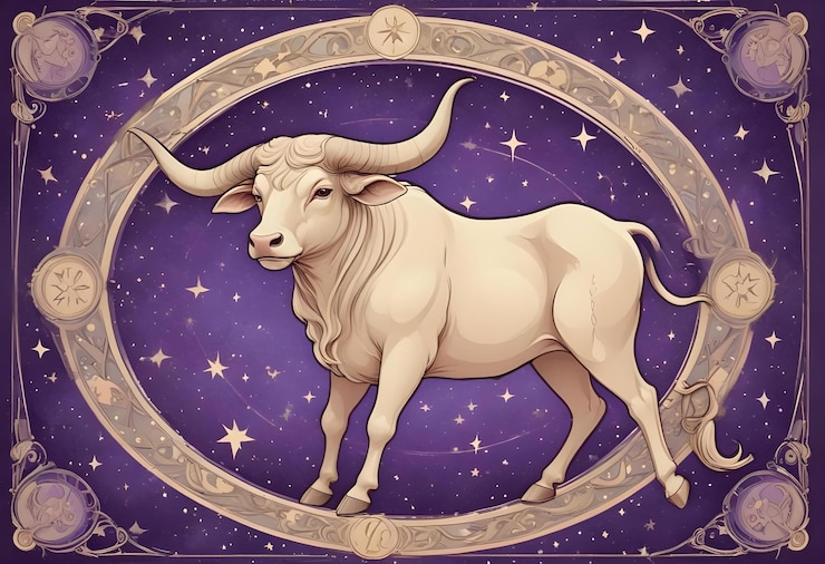 Photo a cow with horns is in the starry sky