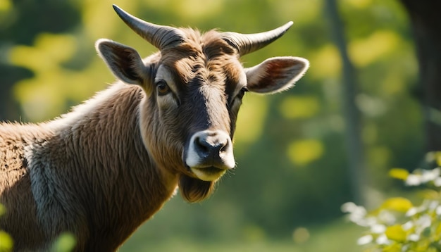 Photo a cow with horns that is brown and white