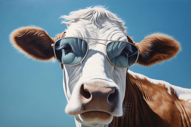 cow with sunglasses AI generated image