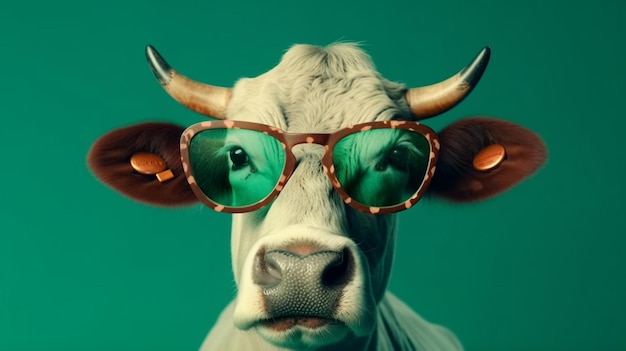 Корова в солнечных очках Generative Ai