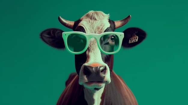 Cow with sunglasses Generative Ai