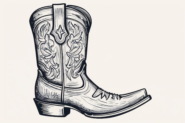 Cowboy Boot Sketch with Western Wild West Inspired Drawing