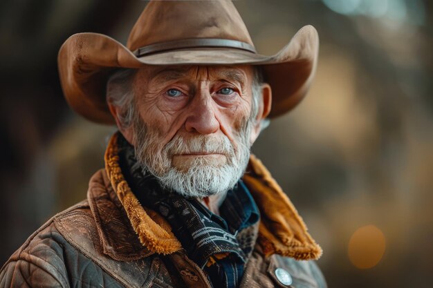 A cowboy in colorful shabby clothes