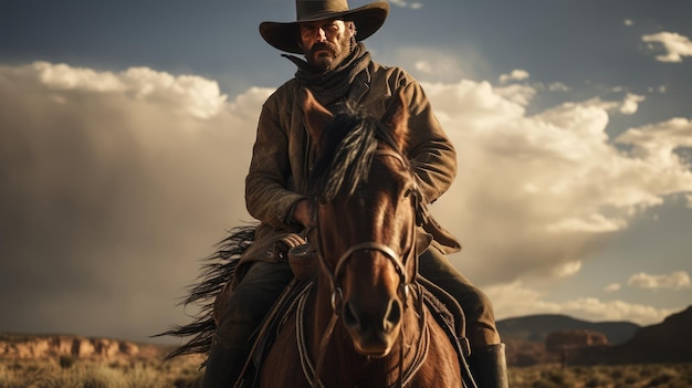 Cowboy die op een paard rijdt, beeld gegenereerd door AI