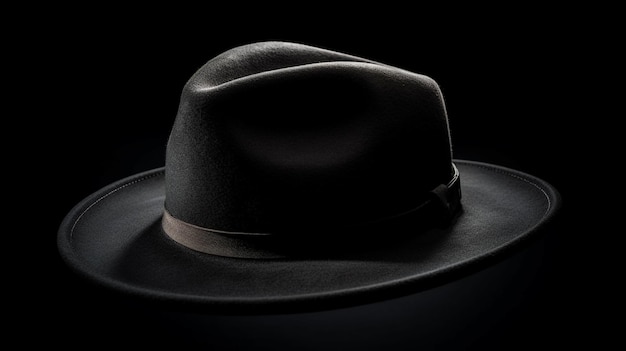 Cowboy hat on a black background with copy space for your textgenerative ai