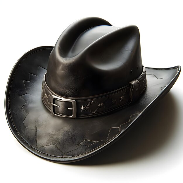 Photo cowboy hat black cowboy hat black leather cowboy hat headwear retro style cowboy hat image