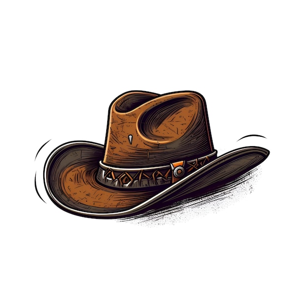 Cowboy hat isolated on white background Hand drawn illustration