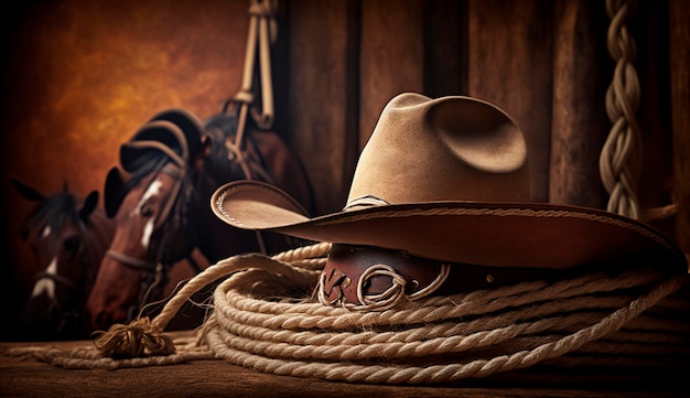 Cappello da cowboy nel ranch generative ai