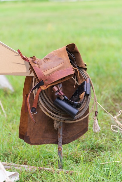 Foto borsa da caccia da cowboy in campeggio