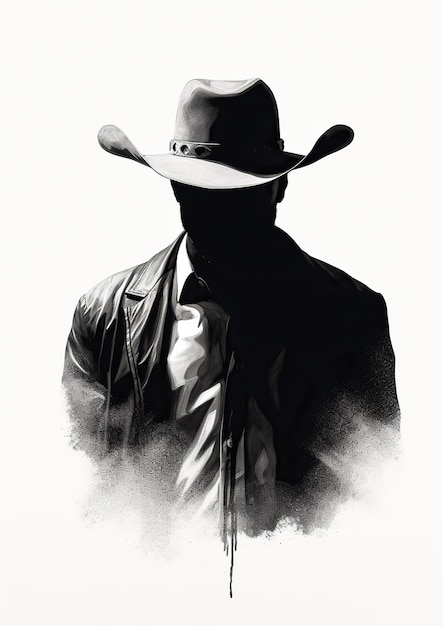 Cowboy Illustratie Poster Art Tijdloze charme in zwart-wit generatieve Ai