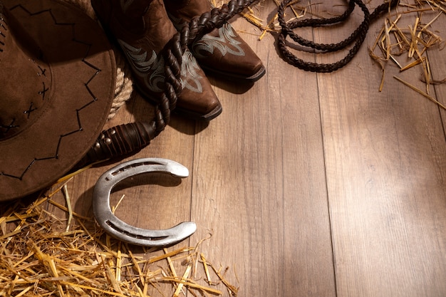 Photo cowboy inspiration with boots and hat