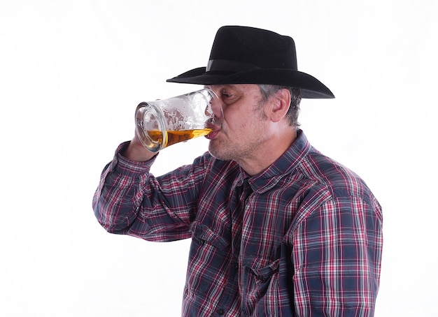 Foto cowboy met bier