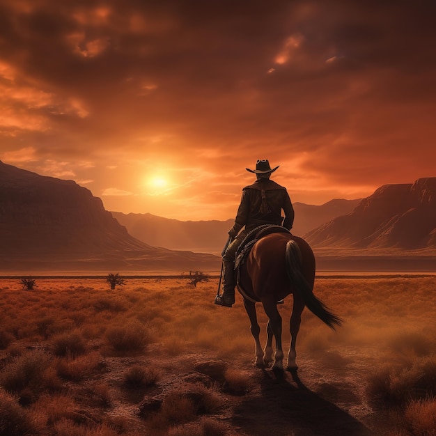 Foto un cowboy a cavallo