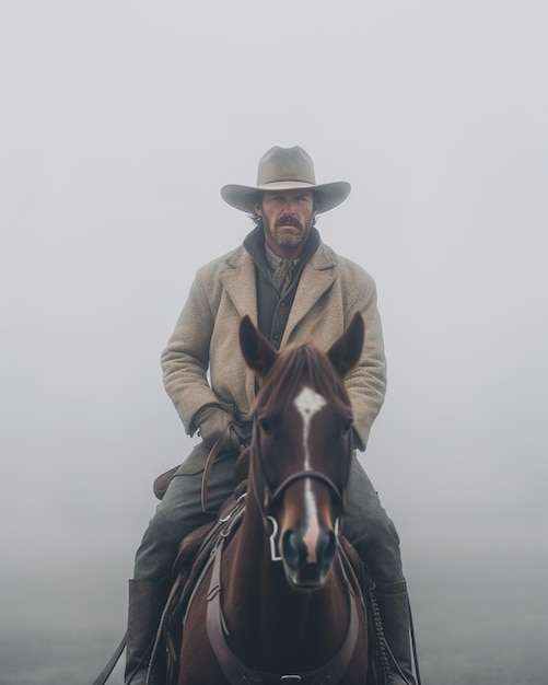 Photo cowboy riding his horse