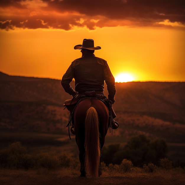 Foto un cowboy a cavallo