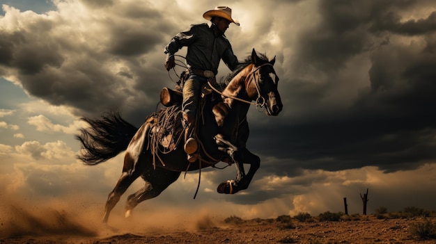 Cowboy riding a horse AI generated Image