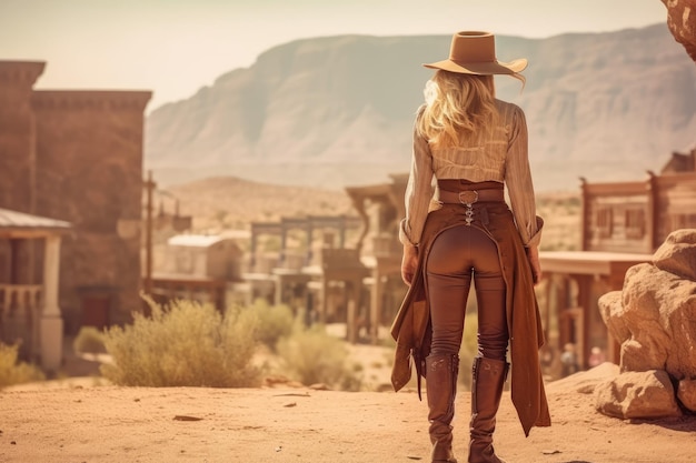 Cowboy sexy woman wild west Generate Ai