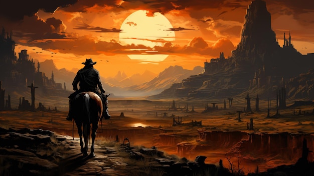 Photo cowboy wild west scene