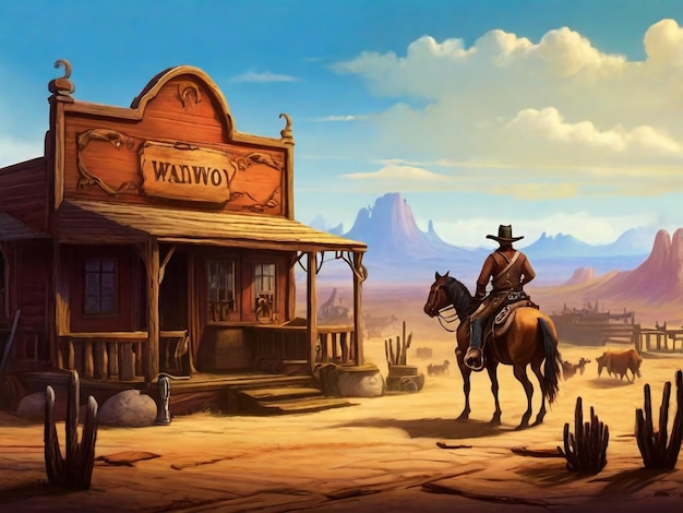 Foto scena di un cowboy del wild west