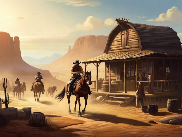 Cowboy wild west scene