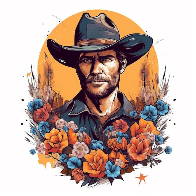 Cowboy with flowers