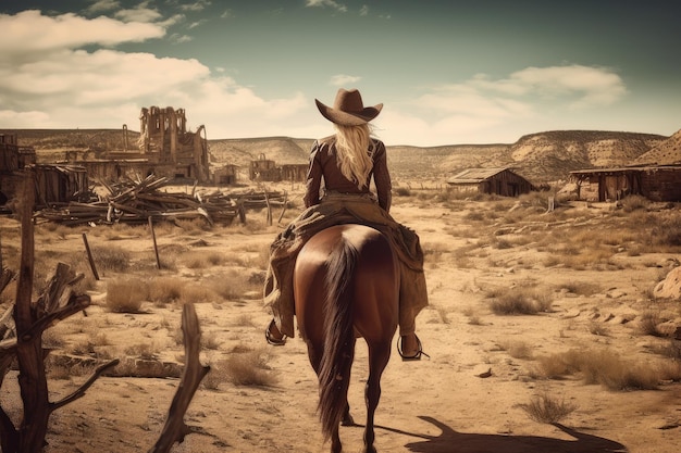 Cowboy woman wild west Generate Ai