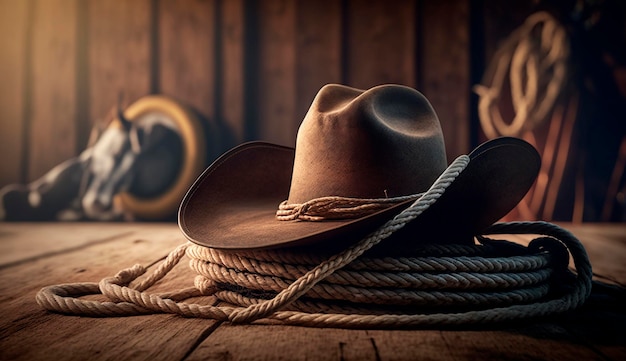 Cowboyhoed op de ranch Generatieve Ai