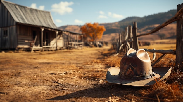 Foto cowboyhoed op de ranch.