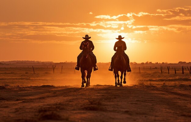 Cowboys in silhouette