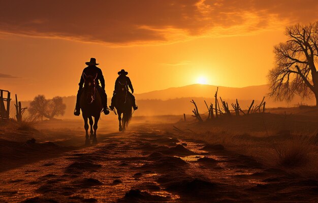 Cowboys in silhouette