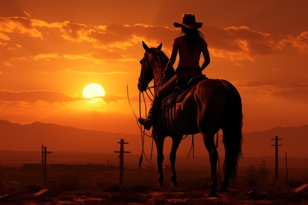 Cowgirl Attractive girl rider ranch riding a horse pasture headdress hat Texas clothes shepherd female