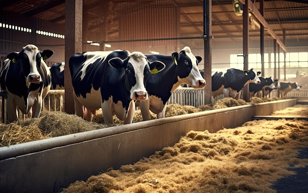 Cows in barn milk production farm