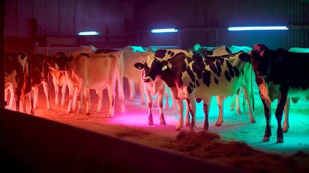 Cows on the farm dairy cows fresh hay for dairy cows modern cowshed on a farm with dairy cows eating