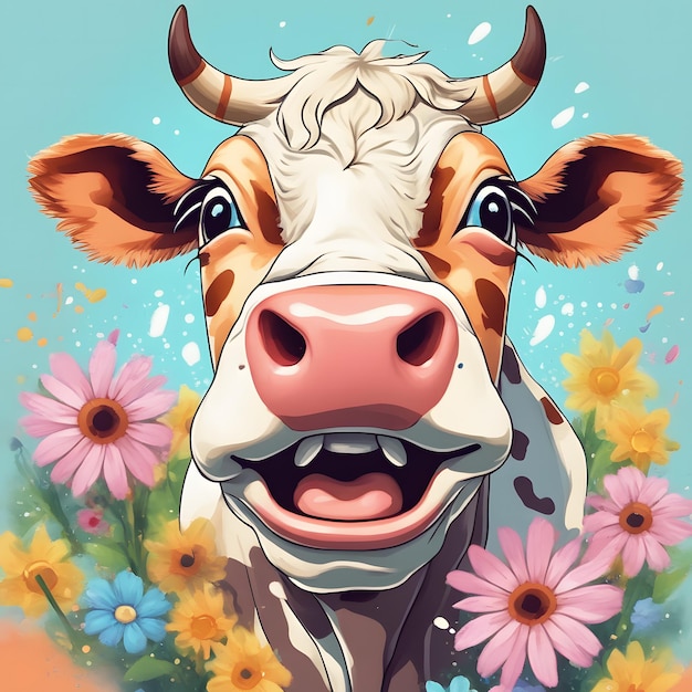 牛と花