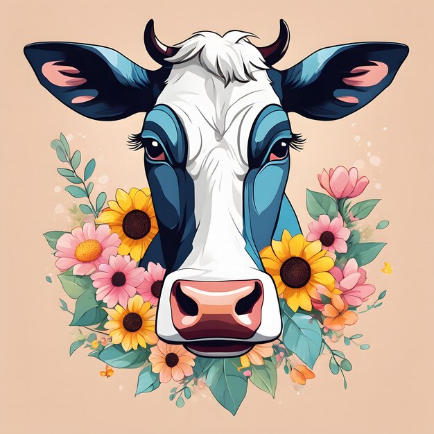 Photo cows and flower