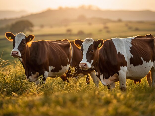 Foto le mucche pascolano in natura