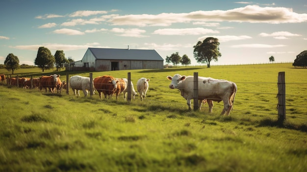 Photo cows herd in a field