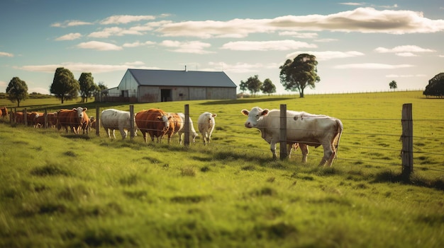 Cows herd in a field