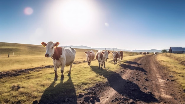 Photo cows herd in a field