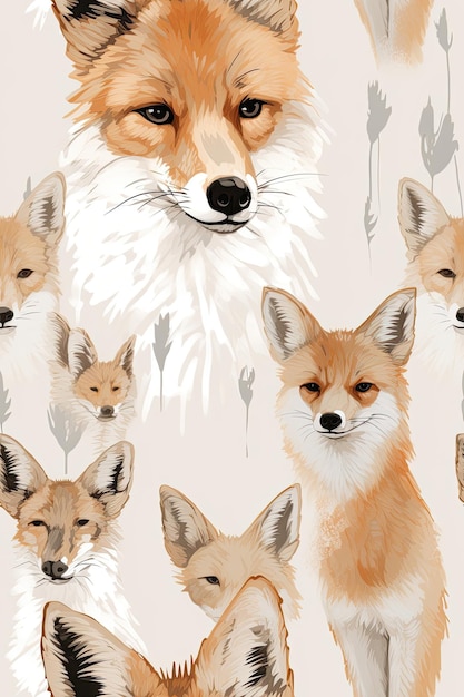 Coyote faces seamless tiles