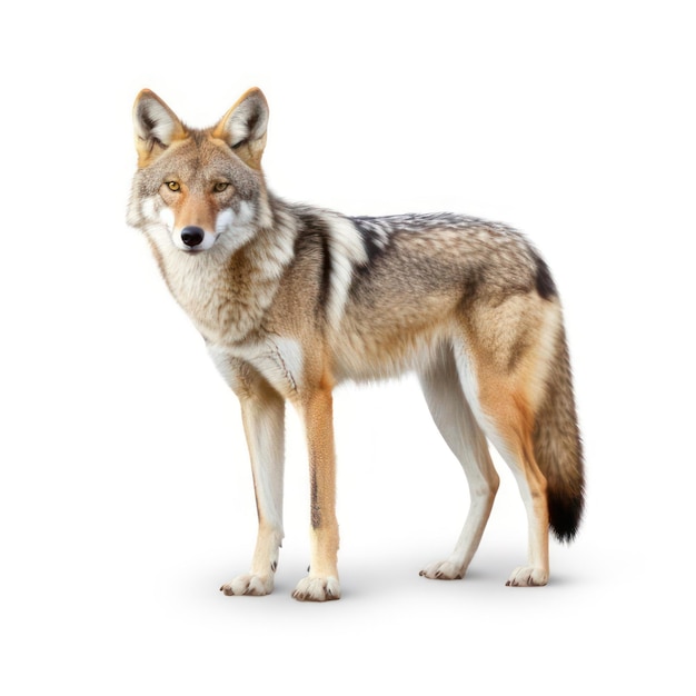 Coyote geïsoleerd op wit gemaakt met Generative AI