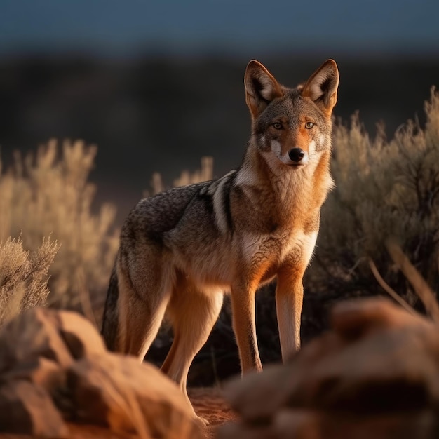 Coyote in natuurlijke habitat generatieve AI