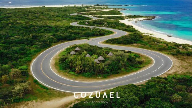 Photo cozumel island road quintana roo c1