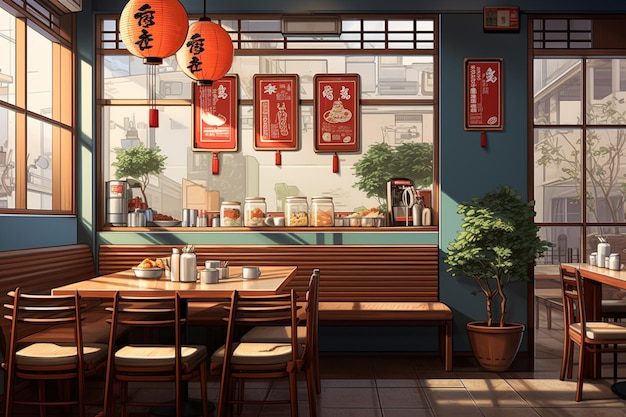 Cozy and Authentic Ramen Shop Interior Design Created with Generative AI