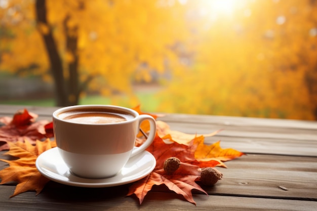 暖かい秋の瞬間 コーヒーを楽しみ 愛する人と感謝祭を祝う