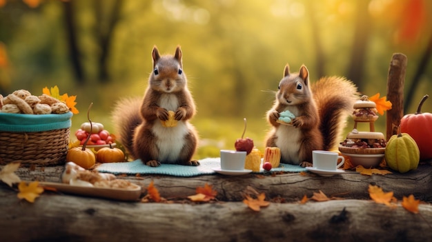 A Cozy Autumn Picnic Under the Swaying Leaves AI Generated