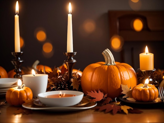 Cozy Autumn Vibes A Table Setting with Warmth and Elegance