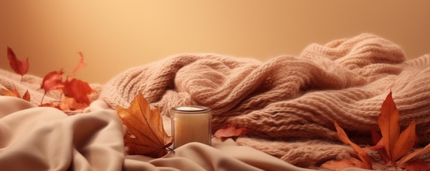 Photo a cozy autumninspired background featuring warm golden tones the soft morning sunlight casts