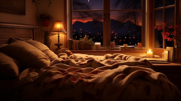 Cozy bedroom at night