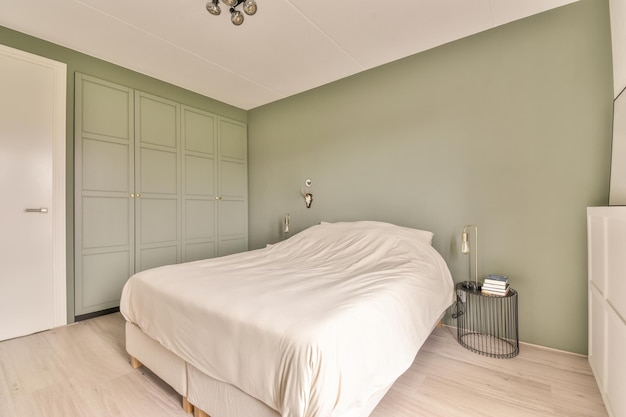 Cozy bedroom with balcony door